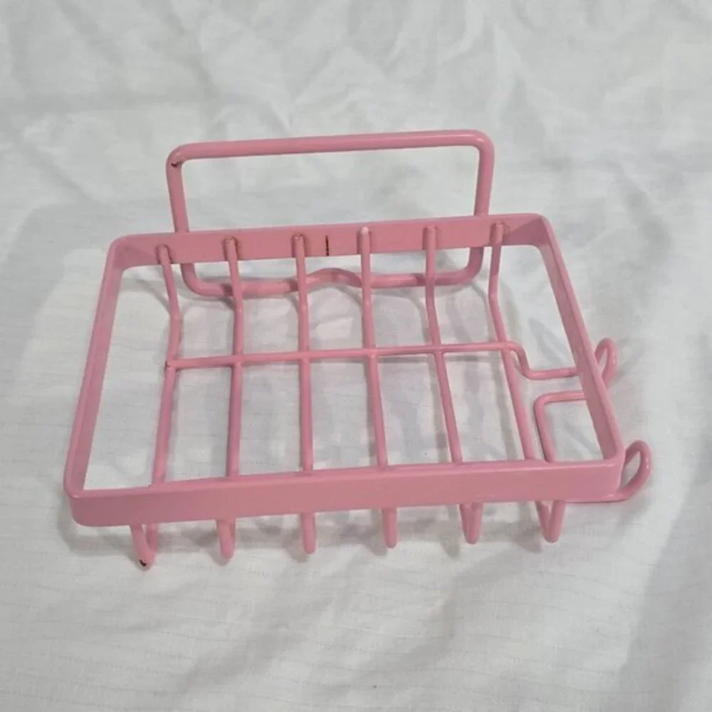 pink metal wire‎ rust resistant coating shower basket organizer storage caddy